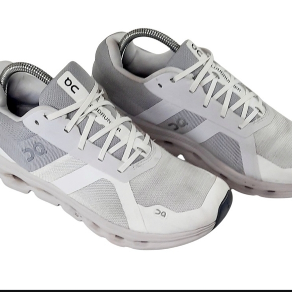 On Cloudrunner Womens Size 9.5 White Gray Running Sneakers Shoes Comfort Shoes - Picture 3 of 5